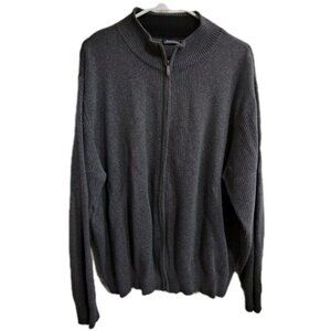 Consensus Men's XL Gray Full Zip Long Sleeve Cardigan Classic Eclectic Grandpa